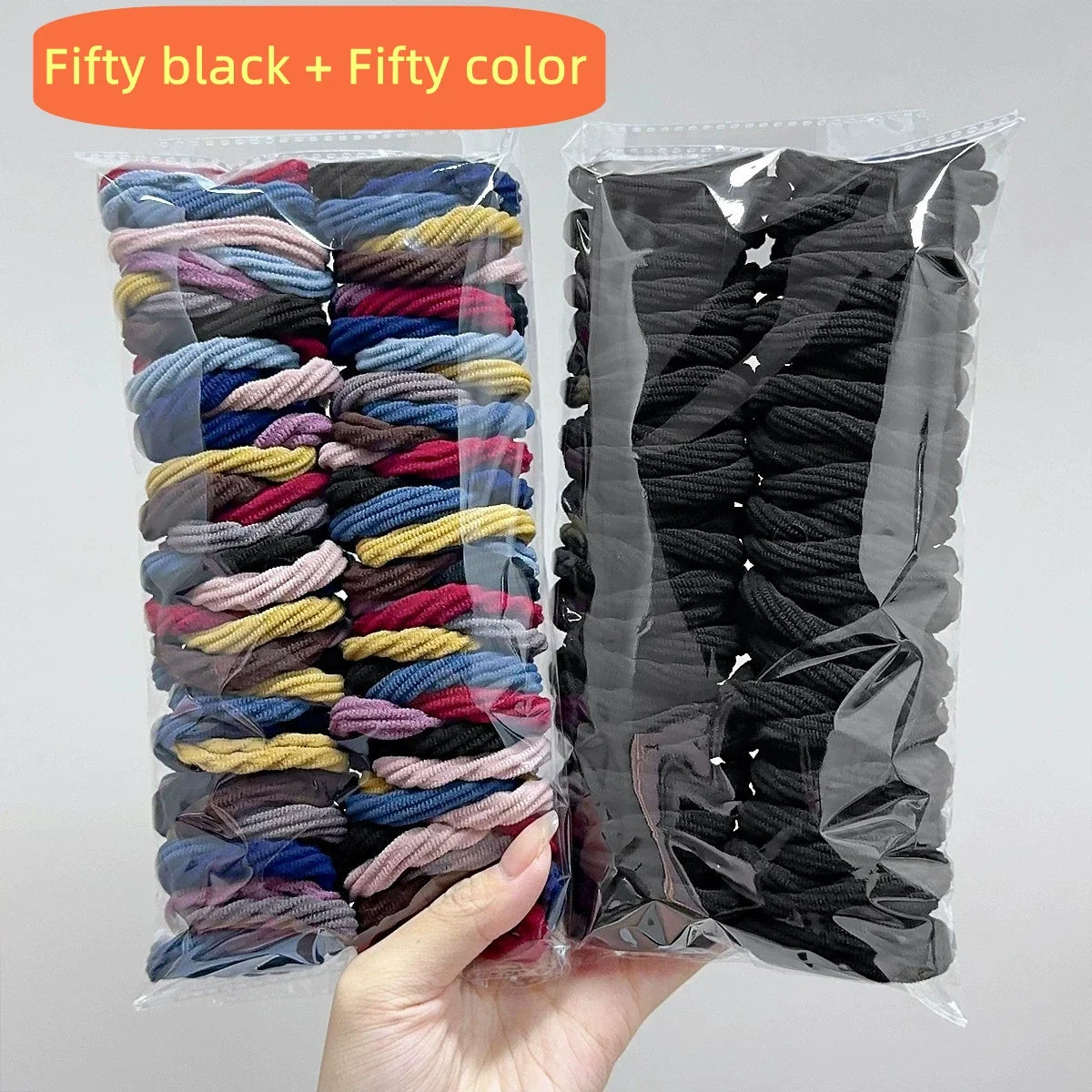 50/100pcs Girl Mixed Color Simple Hair Ties additional angle