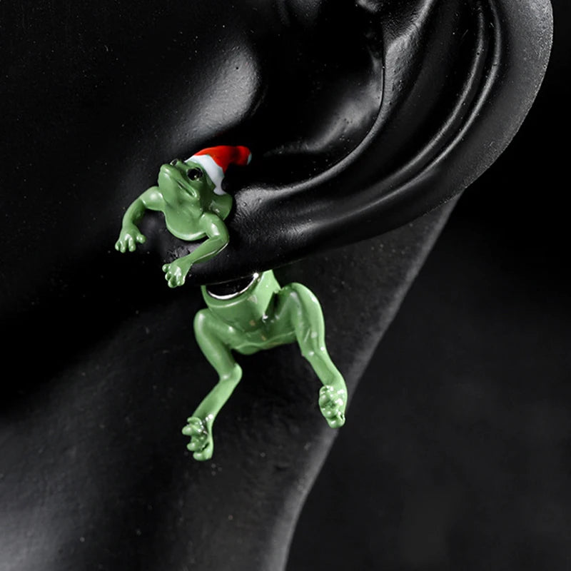 1 Pair Hip-hop Fashion Animal Lizard Frogs Stud Earrings, For New Year Christmas Party Birthday Lovers Gifts