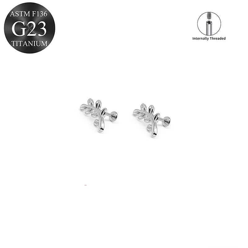 EVISPOL ASTM F136 G23 Titanium Tiny CZ Labret Lip Stud Earring for Women 16G Heart Car close-up view