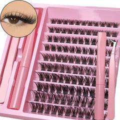 DIY Lash Clusters Extension Kit 110 Clusters  Bond Individual Lashes Kit Cluster Lashes Wispy D Curling False Eyelash Clusters
