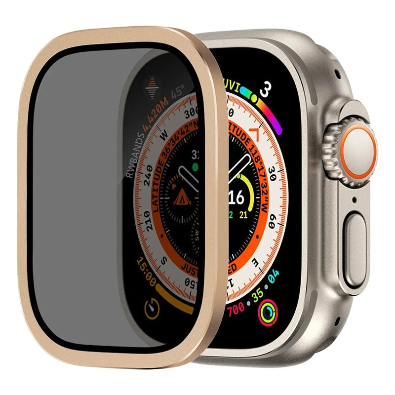 Aluminium Alloy Case+Tempered Glass for Apple Watch Ultra 2 49mm Anti-Scratch Screen Protector for iWatch Ultra 49mm Cover Film