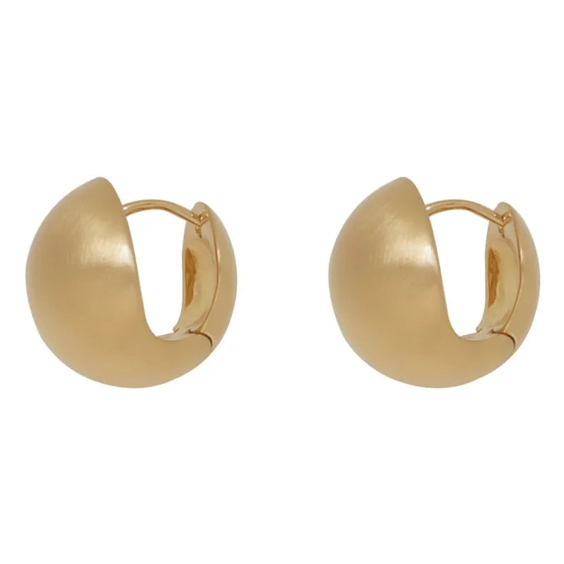 Frosted Gold-Plated Brushed Spherical Hoop Earrings | Retro Creative Women's Accessor lifestyle view