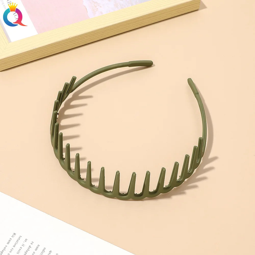 Korean Simple Headwear Hair Hoop Bezel with Teeth Headband Women Girl Solid Color Res alternate view