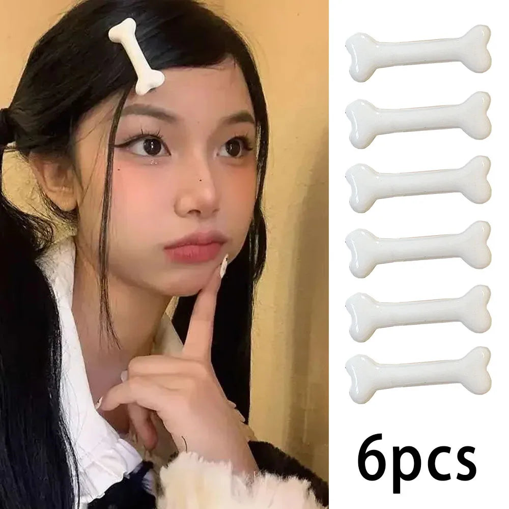 White Bone Hair Clip Cute Cartoon Bobby Pin Y2k Fashion Hair Volume Clip Small Hairpi alternate view