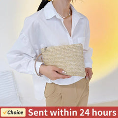 Woven Straw Clutch Wristlet | Bohemian Beach Handbag