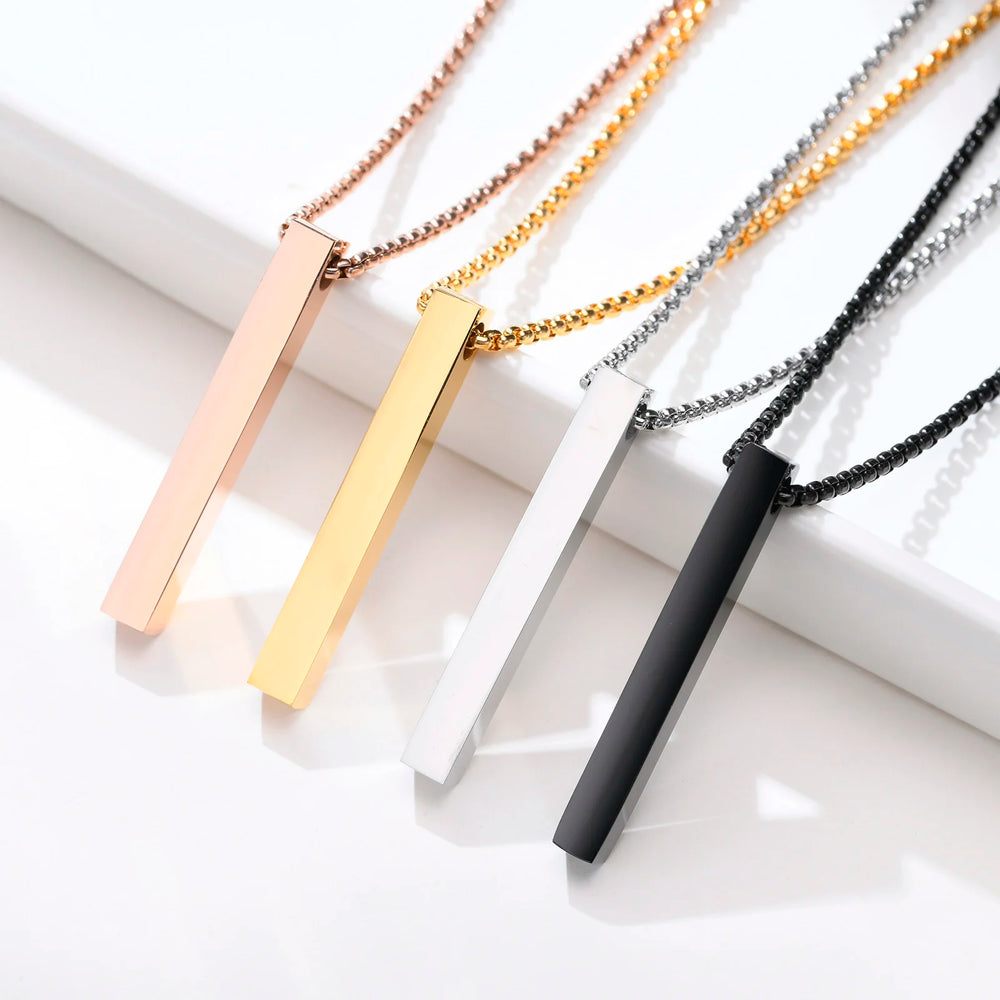 Vinox 5mm Pillar Necklace | Unisex Stainless Steel Geometric Pendant lifestyle view