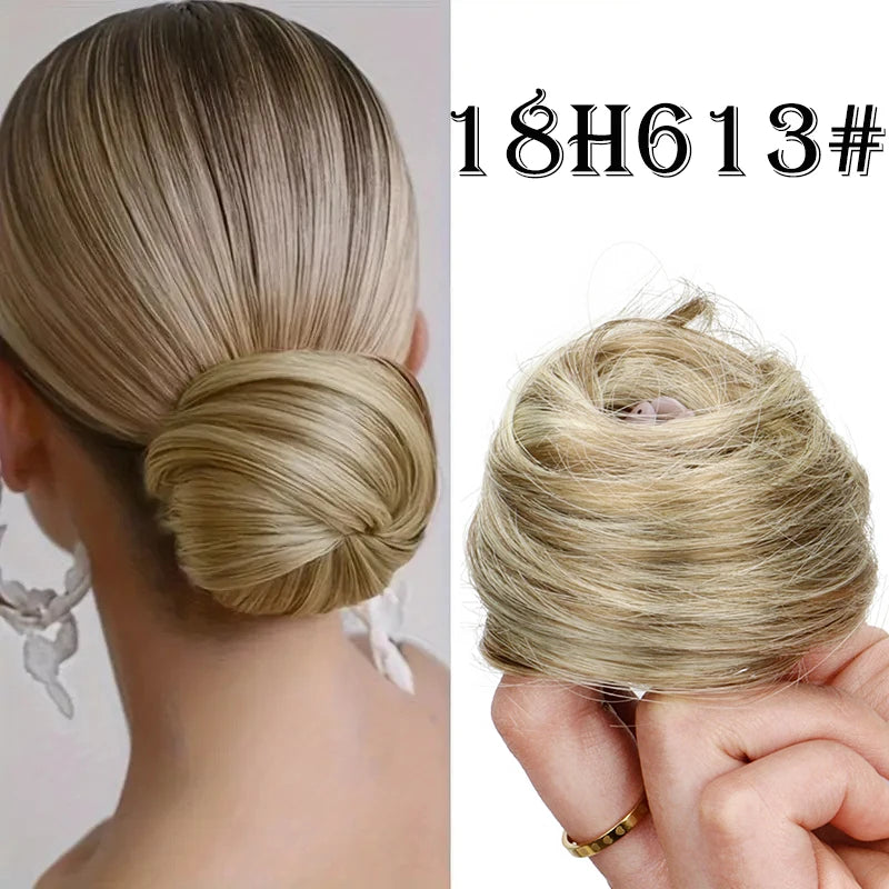 Elegant Synthetic Hair Bun for Women Soft Comfortable Chignon Style Elastic Rubber additional angle
