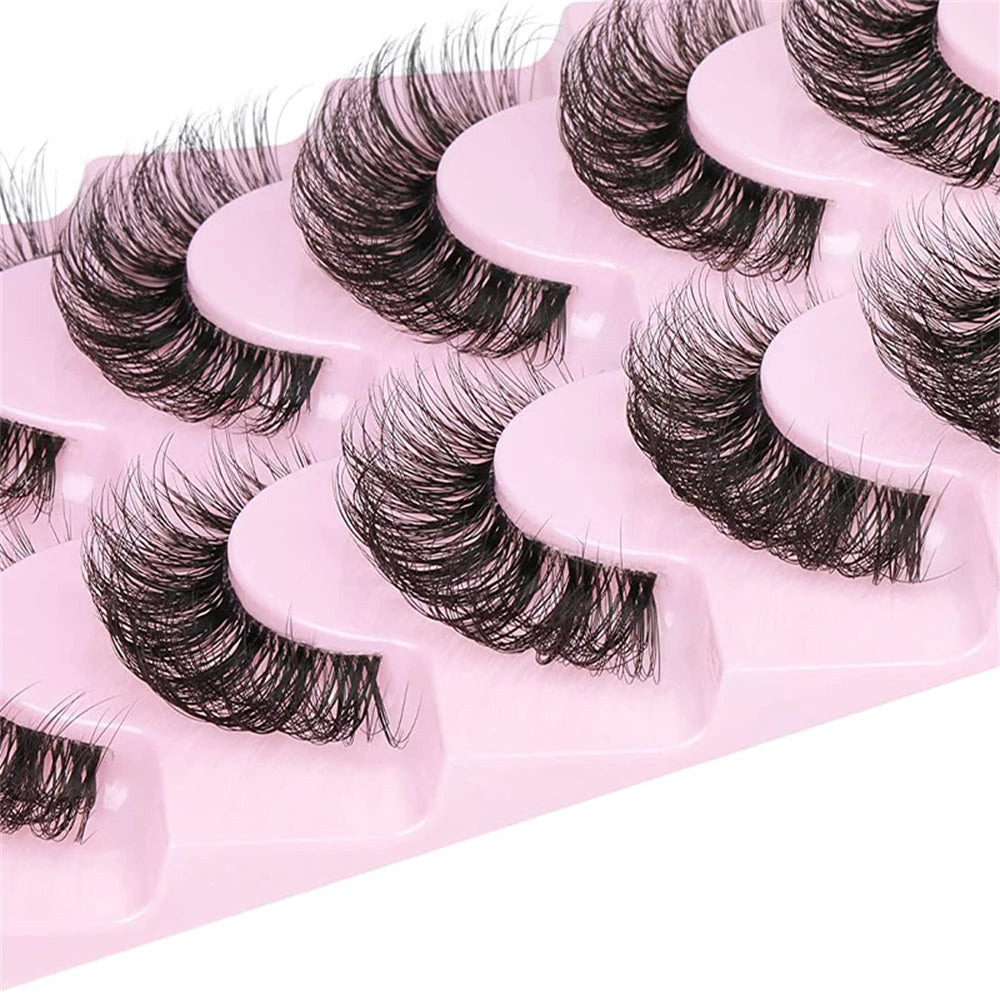 10 Pairs 6D Super Fluffy Wispy Faux Mink Eyelashes | Cat Eye Effect Dramatic Lashes alternate view
