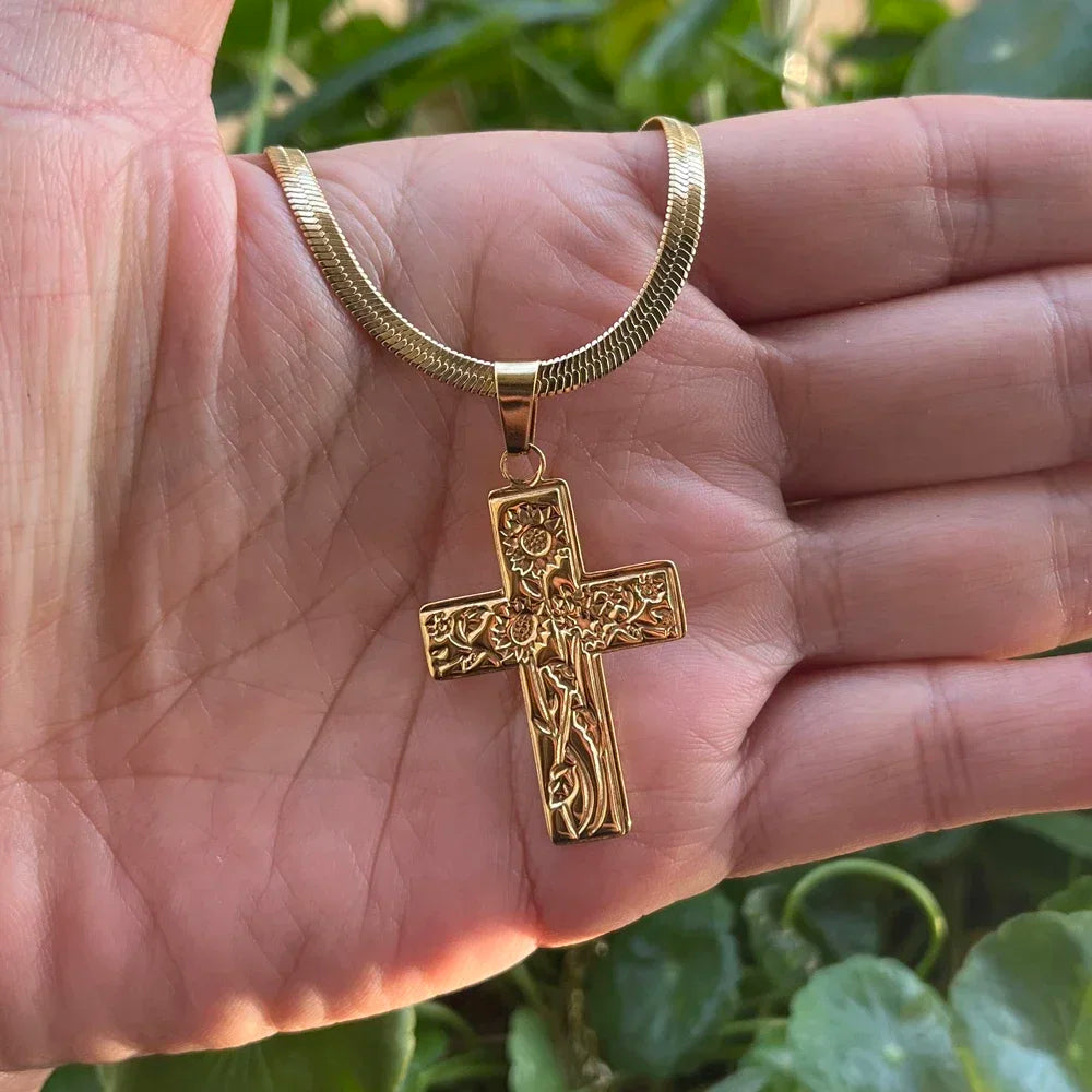Stainless Steel Jesus Cross Necklace | Christian Pendant Jewelry for Men and Women lifestyle view