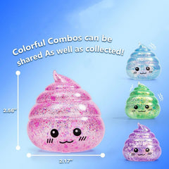 Novelty Squishy Poo Stress Ball Squishies Toys Glitter Funny Stretch Squeeze Fidget To close-up view