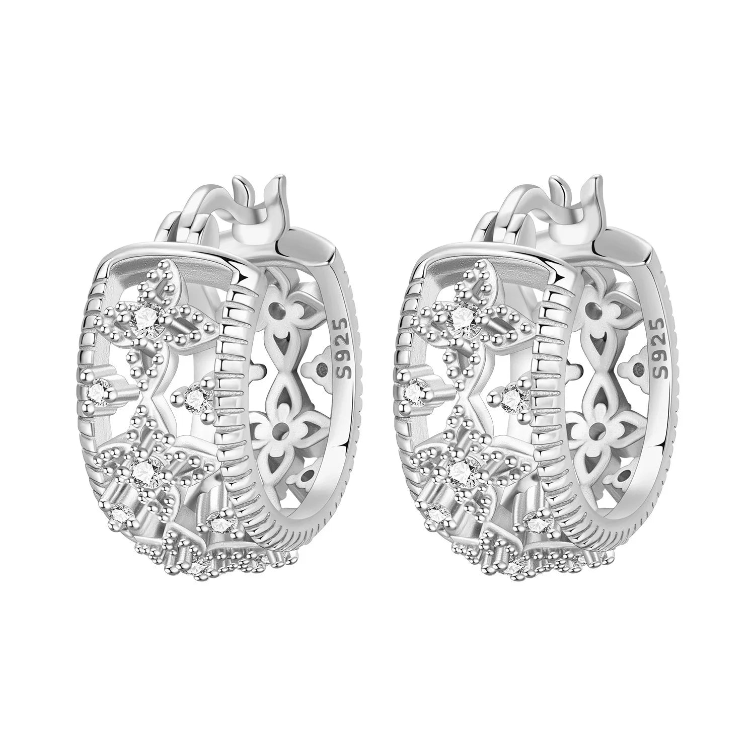 Orstarry S925 Sterling Silver Square Chain With Stone Inlaid Earrings Hoop Earrings For detail view