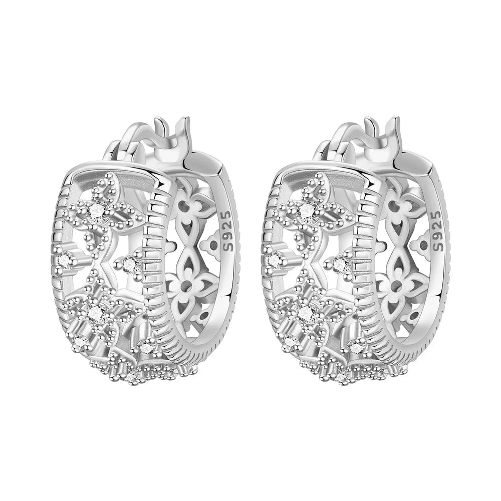 Orstarry S925 Sterling Silver Square Chain With Stone Inlaid Earrings Hoop Earrings For detail view