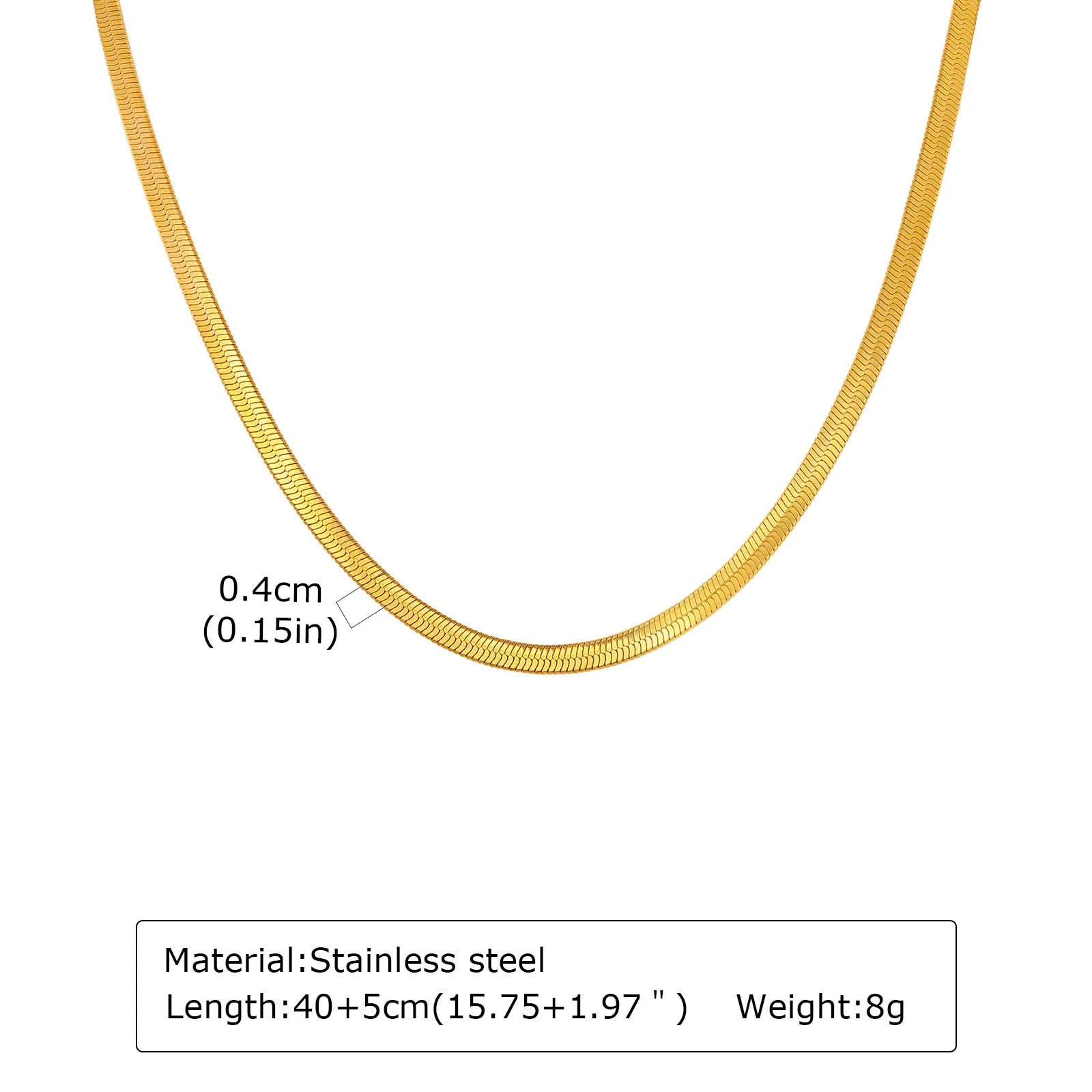 Stainless Steel Snake Chain Necklace for Women Men, Silver Color Herringbone Choker Fl close-up view