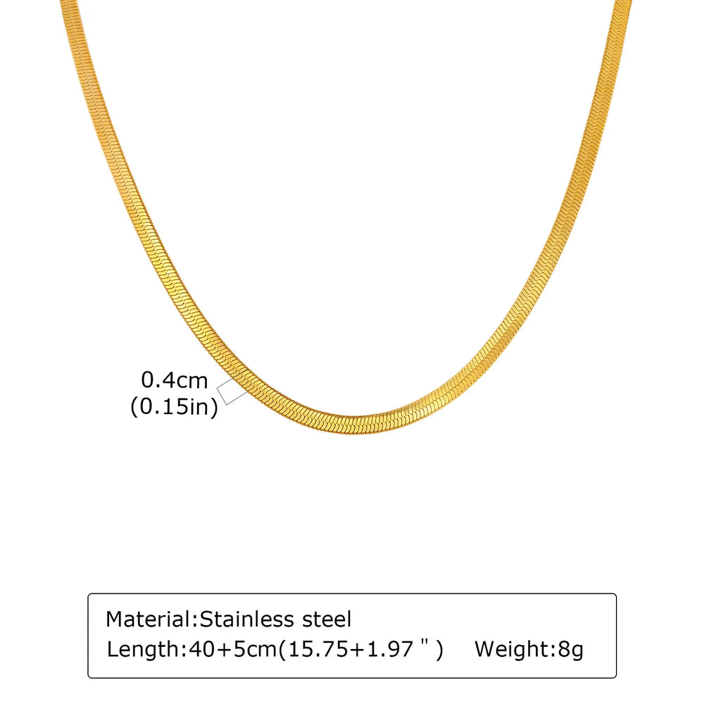Stainless Steel Snake Chain Necklace for Women Men, Silver Color Herringbone Choker Fl close-up view