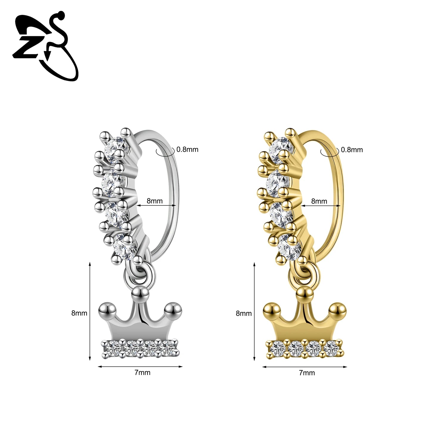 ZS 1 Piece 20G Trendy Hoop Nose Rings Women Moon Star Flower Pendant Septum Piercing E close-up view
