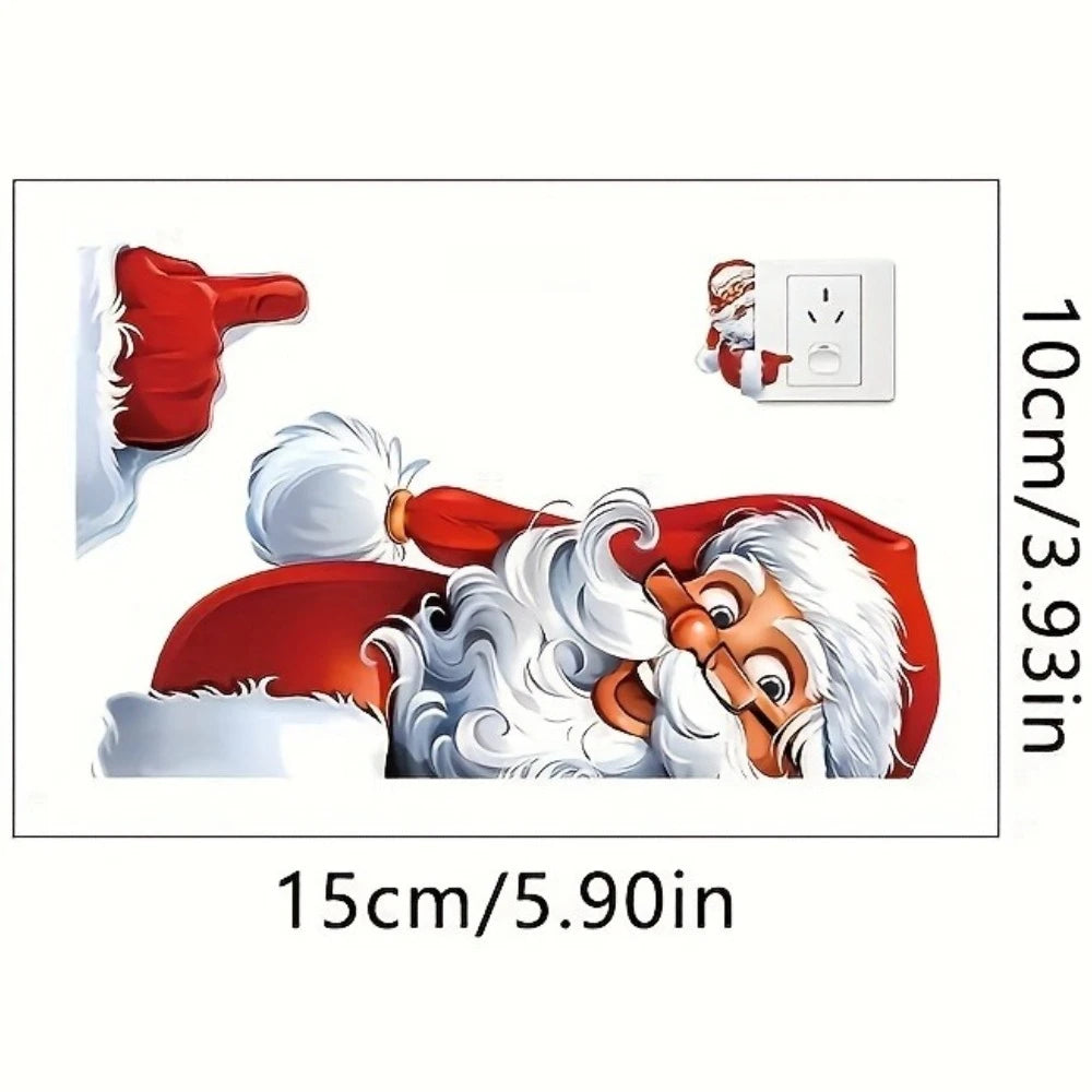 Santa Claus and Snowman Christmas Switch Sticker | Festive Self-Adhesive Wall Decal additional angle