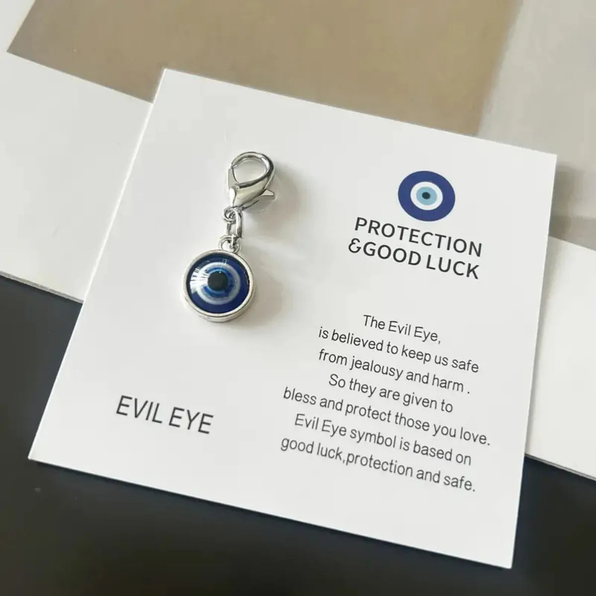 New Blue Evil Eye Keychain Pendant Protection Good Luck English Good Luck Card Exquisi close-up view