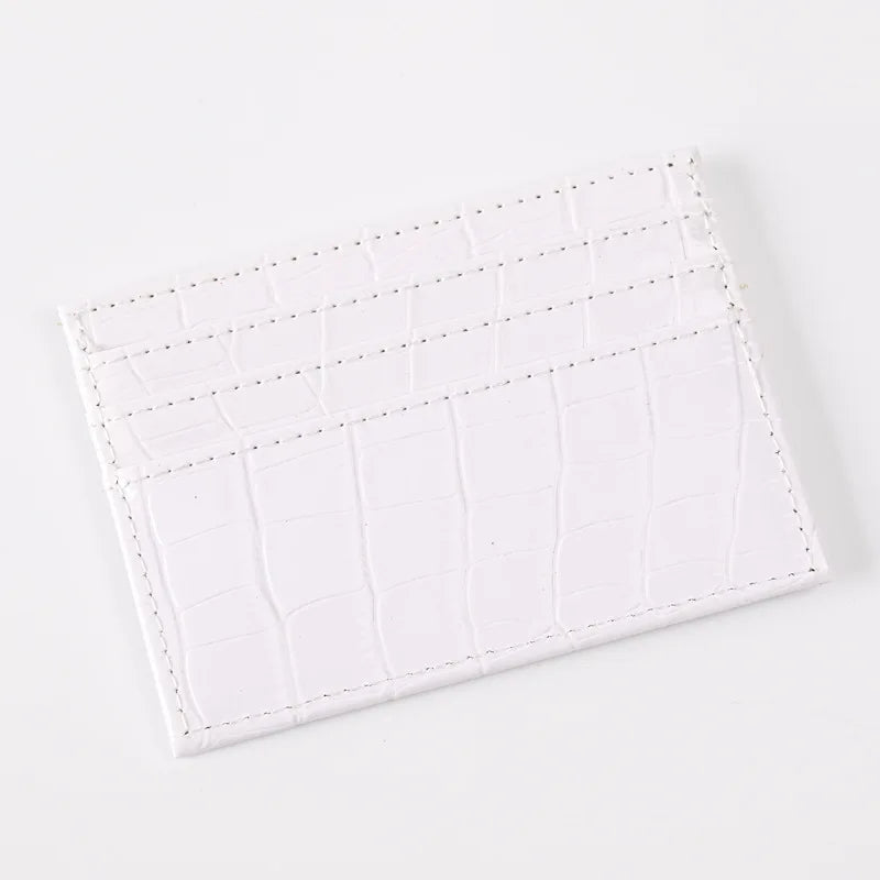 Crocodile Candy Color PU Leather Slim Credit Card Holder | Compact Wallet for Women an close-up view