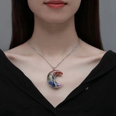 Tree of Life Necklace Wire Wrapped Crescent Moon Stone Pendant Necklaces 7 Chakra Hea alternate view