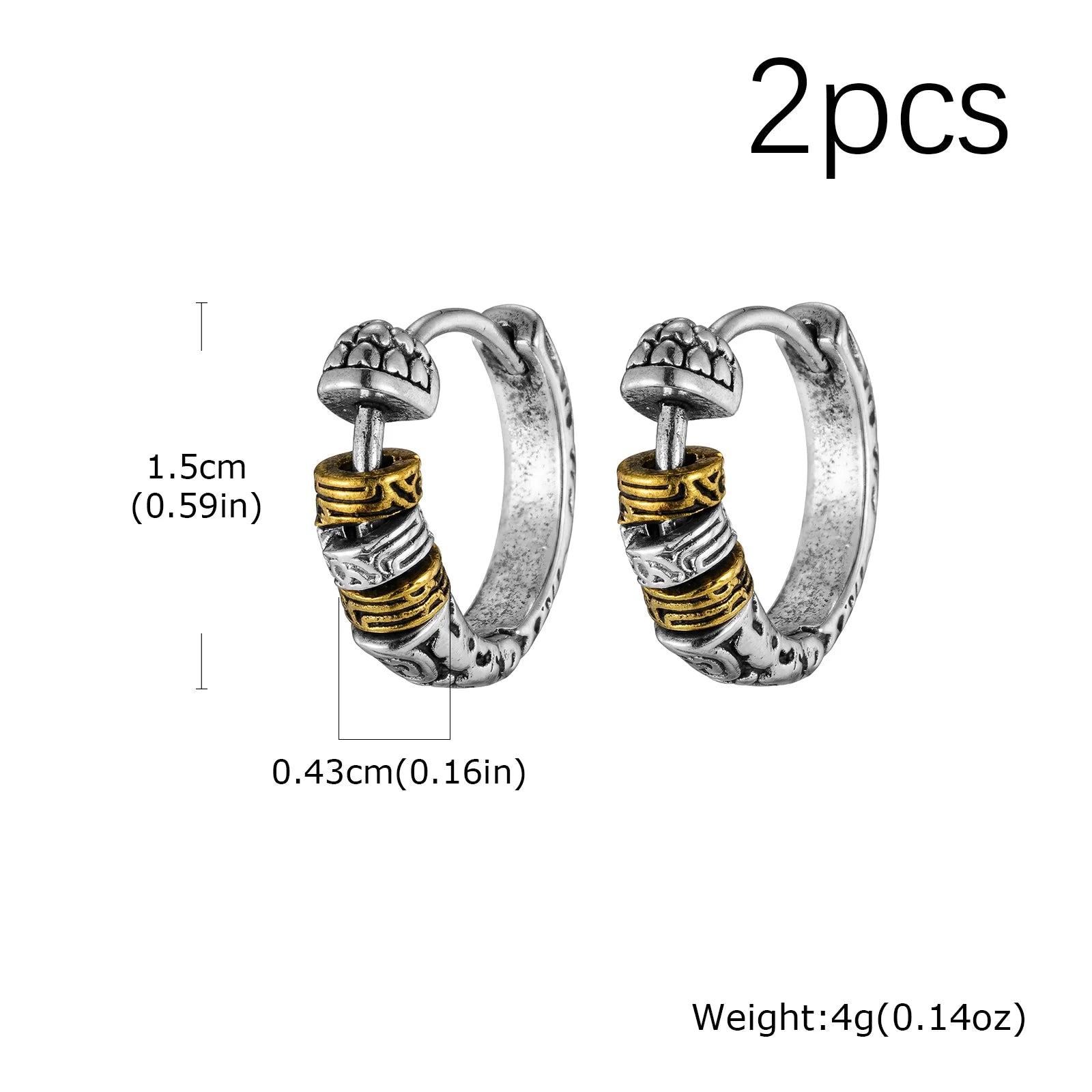 Creative Unique Design Textured Metal Chunky Hoop Earrings for Men Fashion Hiphop Party detail view