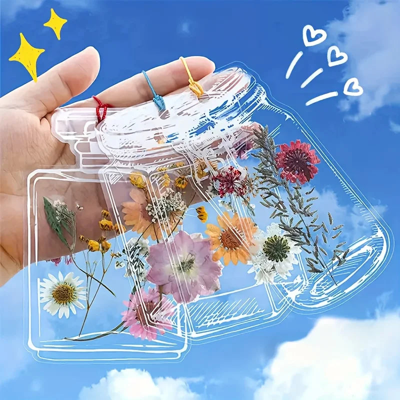 20pcs Handmade Transparent Flower Bookmarks, Pressed Petals for Gifts Reading Journal, Unique Eterna