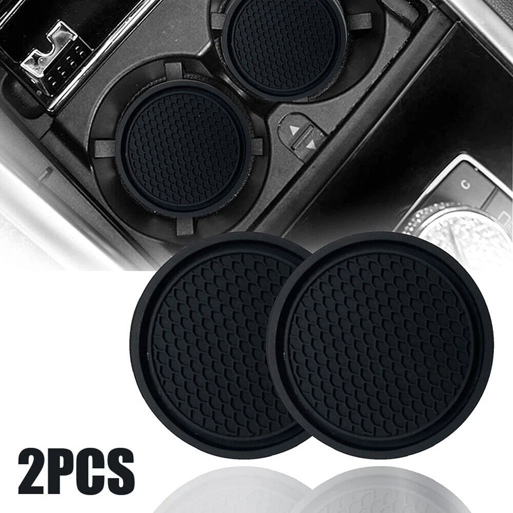 Black Car Cup Holder Coasters 2 Pcs Anti Slip alternate view