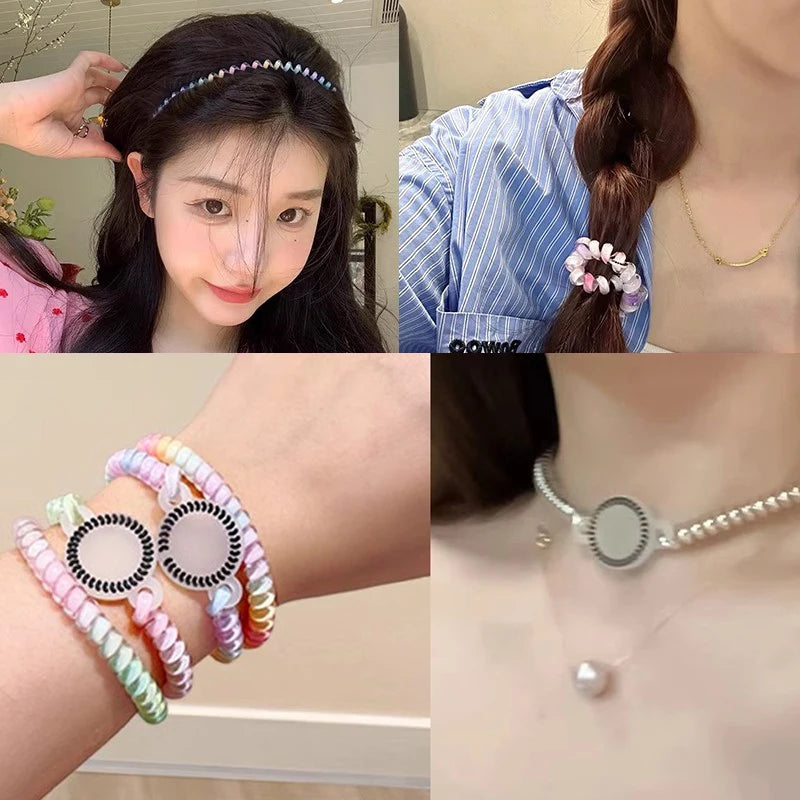 Elastic Fashion Telephone Line Hair Band Rope Headband Women Girls Sport Versatile Scrun detail view