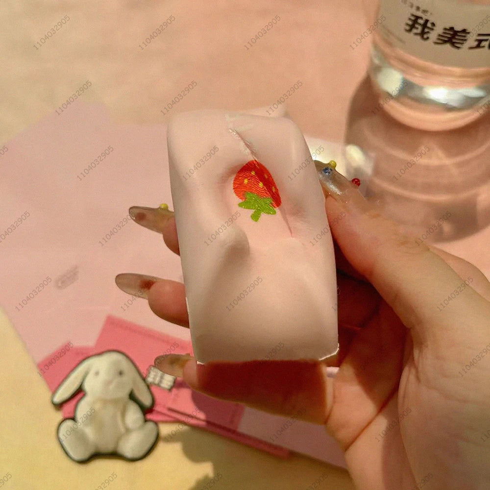 Strawberry Cheese Slow Rising Squishy Toys | Sensory Fidget Stress Relief for ADHD close-up view