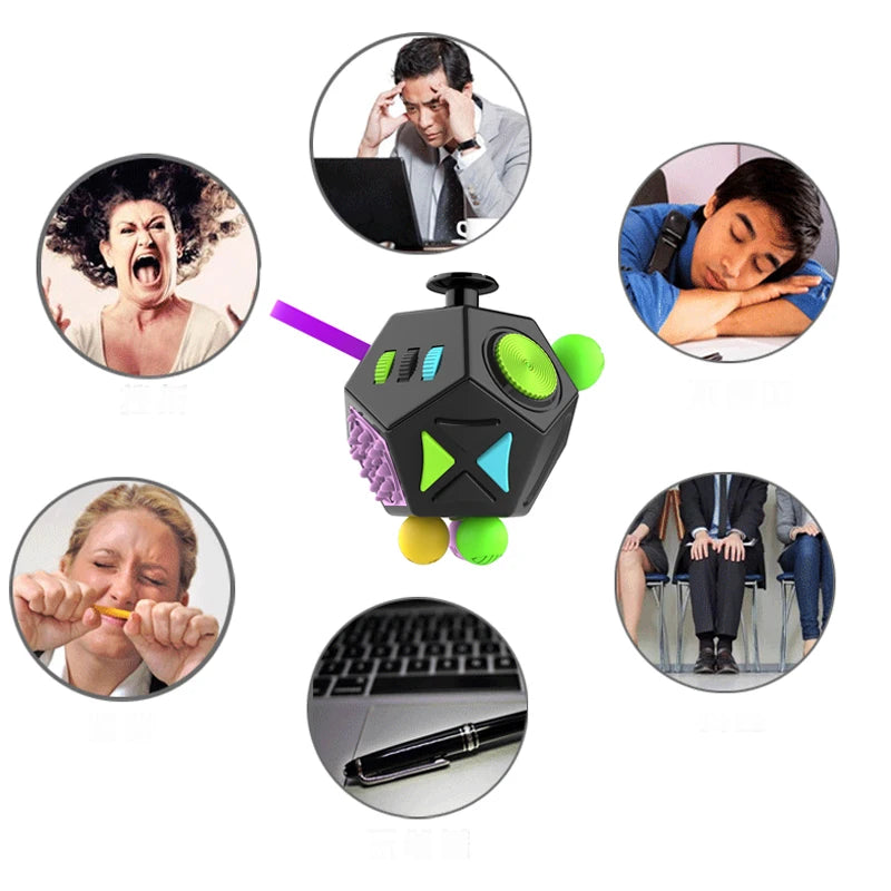 6/12 Sides Rainbow Fidget Cube | Decompression Sensory Toy for Anxiety and ADHD detail view
