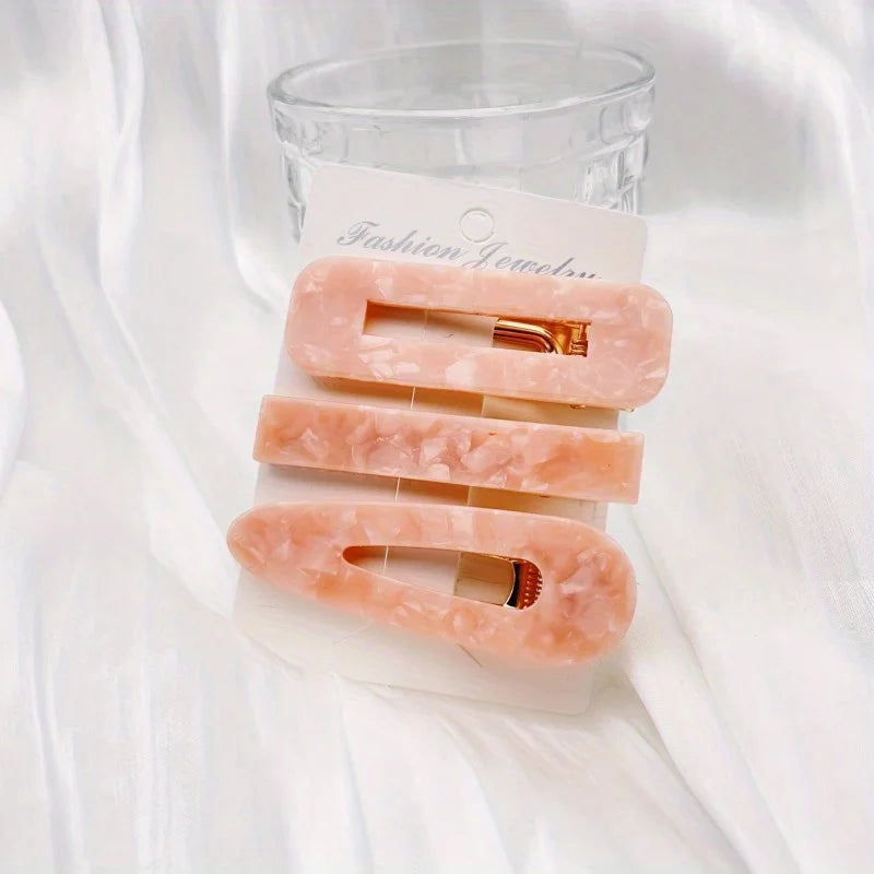 3pcs/set Acetate Hollow Water Drop Long Strip Hairpin Simple Duck Beak Clip Broken Hair detail view