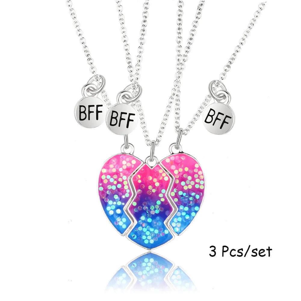 3 Pcs/set Best Friends Pendant Necklace For Woman Magnetic Adjustable Rainbow Daisy additional angle