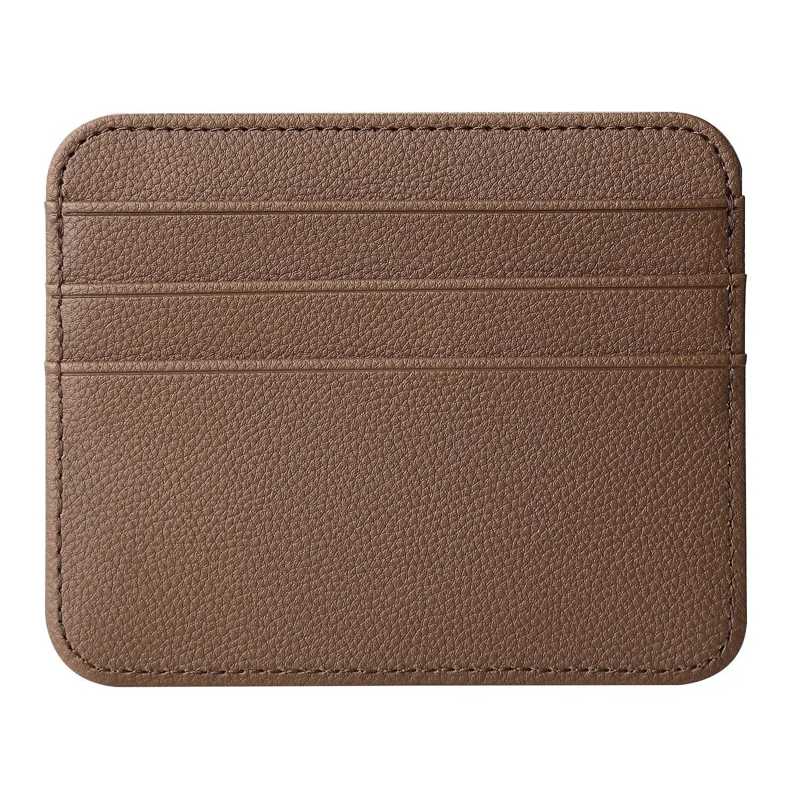 Slim Thin Mini ID Card Holder | PU Leather Credit Card Case for Men and Women close-up view