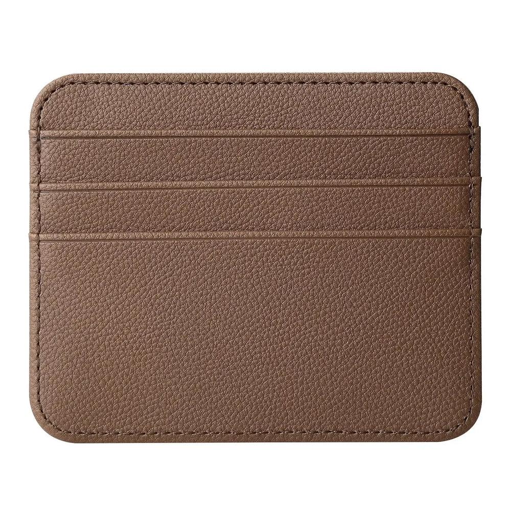 Slim Thin Mini ID Card Holder | PU Leather Credit Card Case for Men and Women close-up view