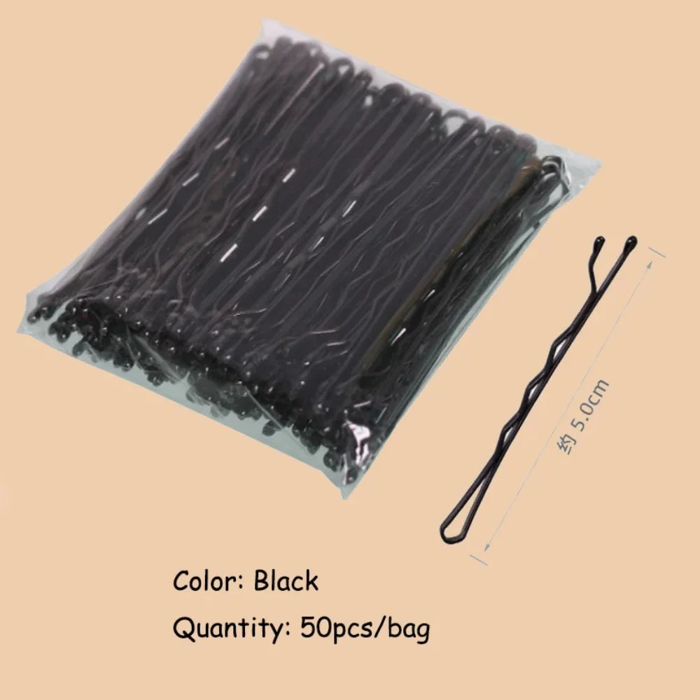 24/50pcs Black Hairpins For Women Hair Clip Lady Bobby Pins Invisible Wave Hairgrip Me close-up view