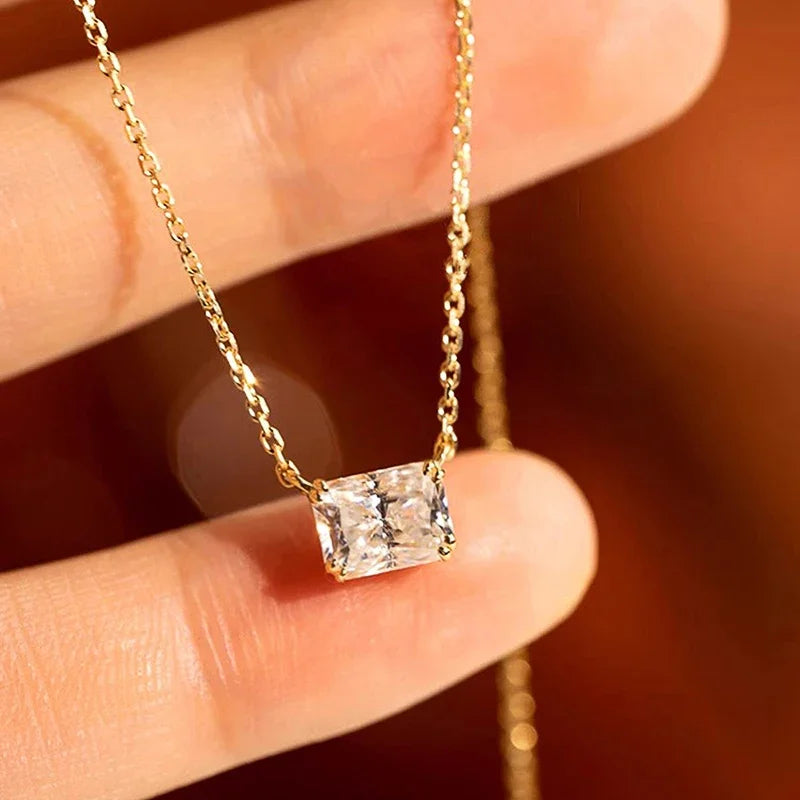 Huitan Temperament Geometric Crystal Cubic Zirconia Pendant Necklace for Women Wedding Accessories F