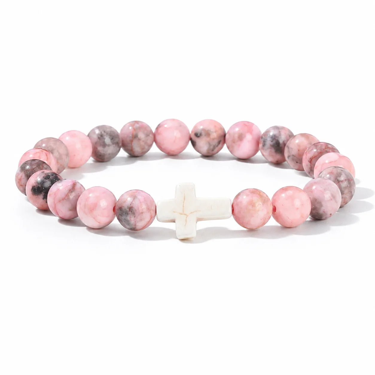 Prayer Men Natural Stone Wood Beads Rosary Hematite Cross Bracelets Onyx Meditation B alternate view