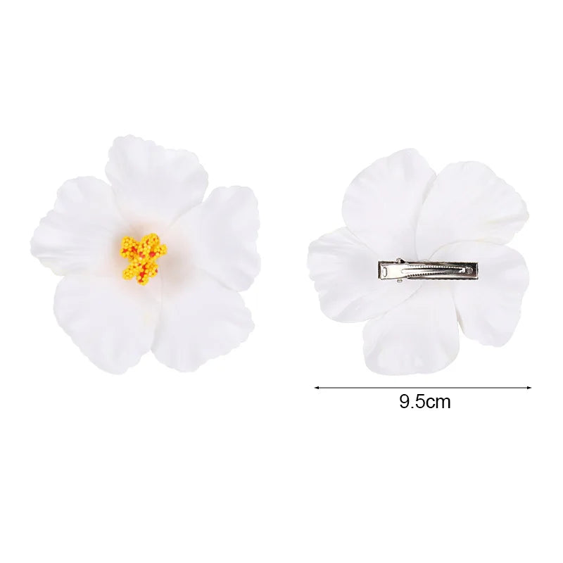Hawaiian Flower Hair Clips for Summer | 2 or 5 Pack Tropical Hair Accessories lifestyle view