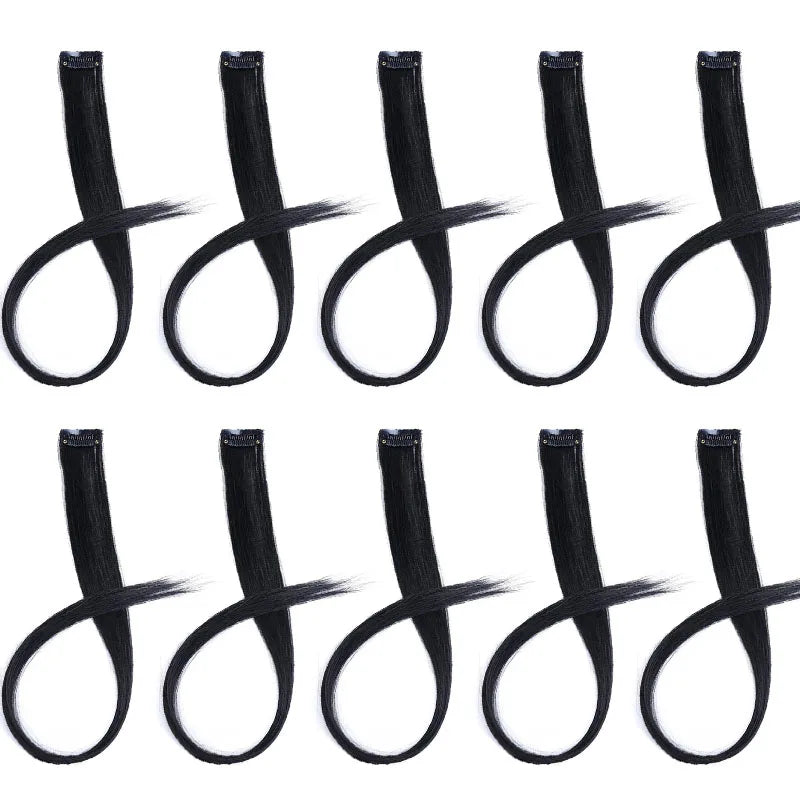 10pcs 22Inch Synthetic Long Straight Hair Extensions Clip in Colored Party Highlights alternate view
