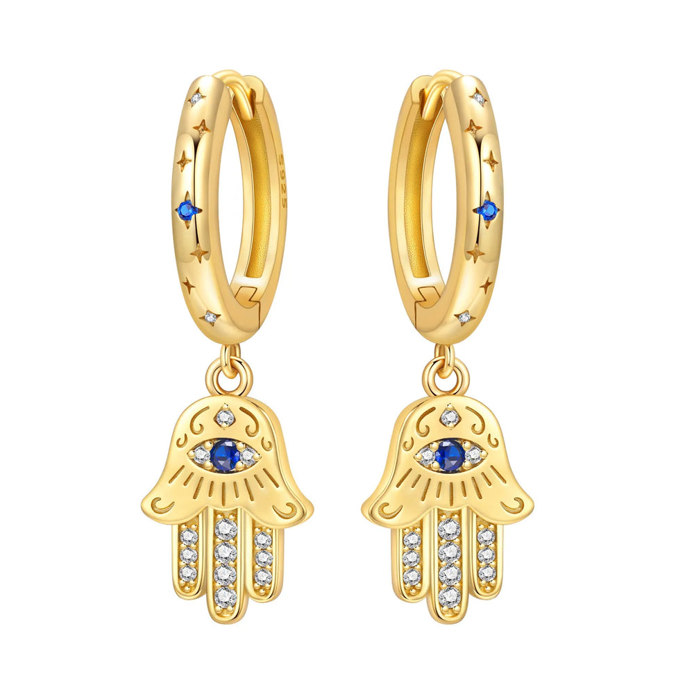 Original 925 Sterling Silver Planet Starlight Earrings Fashion 18K Gold Hoop Earring f close-up view