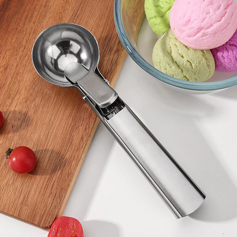 Stainless Steel Ice Cream Spoon Multifunctional Spoon for Ice Cream Dual-Purpose Scoo lifestyle view