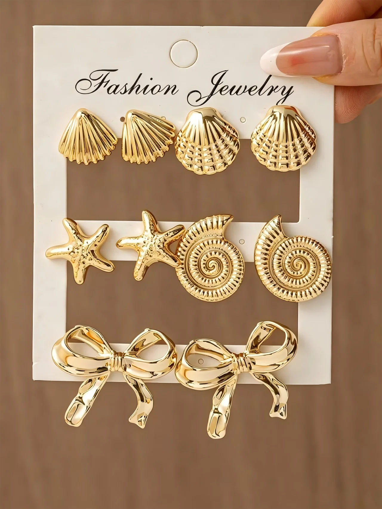 12pcs Fashionable Lightweight CCB Smooth Flower, Bow, Heart Shaped Earring Set, Suitab close-up view