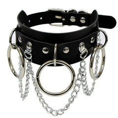 Black PU Leather Punk Choker Collar Necklace with Rivets Gothic Femme Jewelry for Party Club Sexy Goth Pendientes
