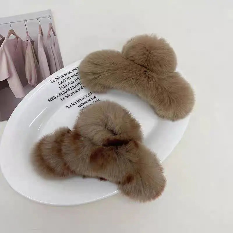 Plush Hair Clip, Cotton, 2 Pcs