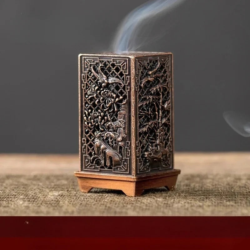 Square Vertical Incense Burner | Small Xiangyun Alloy Holder for Home Aromatherapy lifestyle view