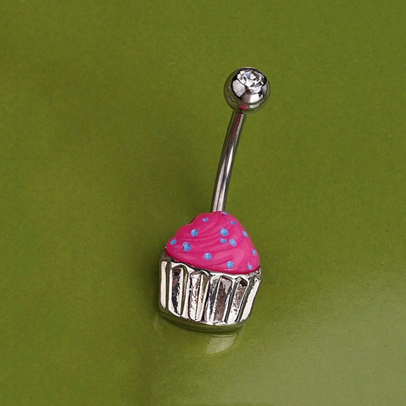 Sweet Dinosaur Navel Ring Zircon Heart Strawberry Belly Button Ring For Women Body Pi alternate view