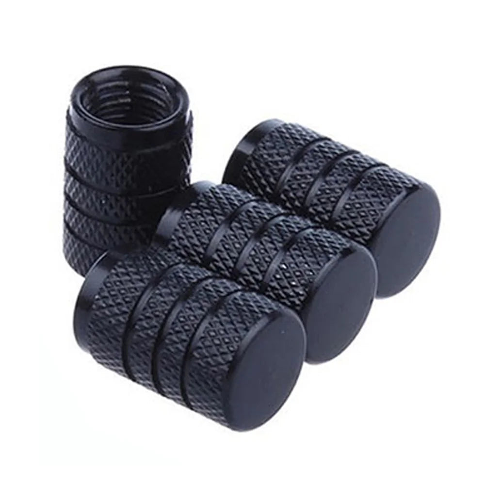 DSYCAR 4Pcs Silver Car Tire Valve Stems Cap Knurling Style Tire Valve Cap Aluminum Tire detail view