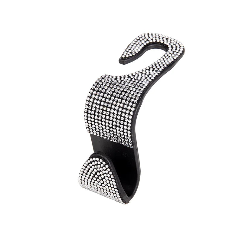 Rhinestone Car Seat Back Hook Bling Diamond Hanger Auto Back Universal Headrest Mount St detail view