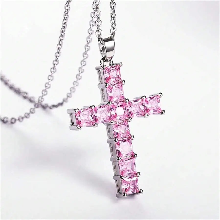 New Fashion Necklaces Female Pendants Gold Multi Color Crystal Jesus Cross Pendant For W detail view