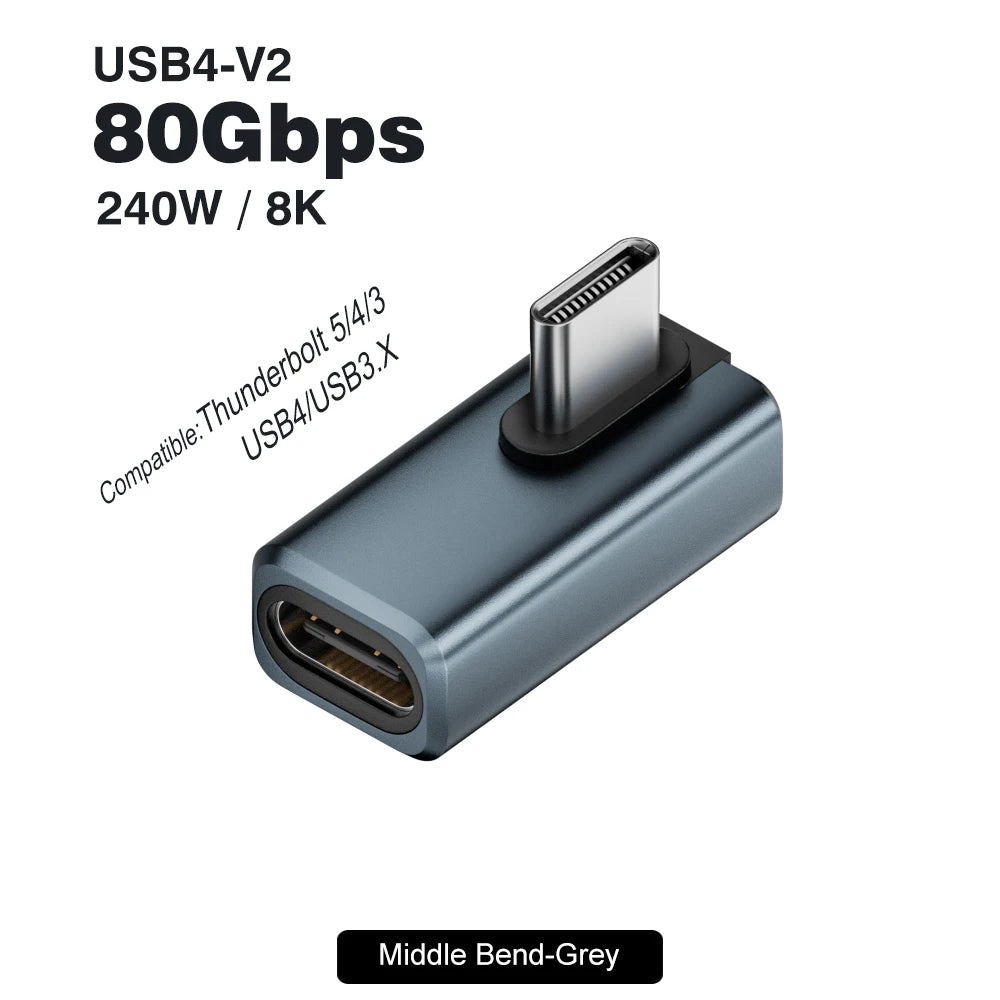 USB4 V2 90 Degree Type C Angle Adapter 80Gbps Thunderbolt 5 4 3 Elbow Adapter 240W US lifestyle view