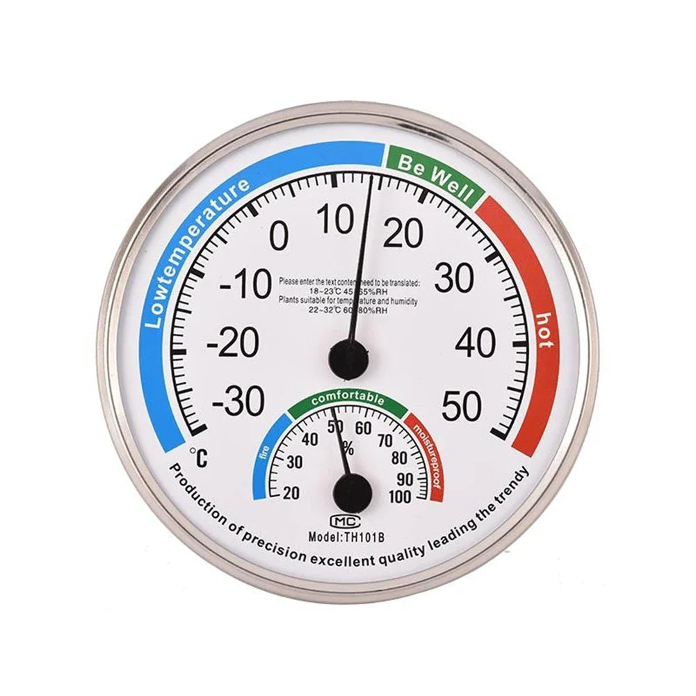 Round Thermometer Mechanical Sensor | Indoor Outdoor Temperature and Humidity Monitor detail view